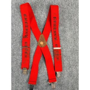 Redneck Store Mens Suspenders Red Elastic Adjustable Clip On Y Back